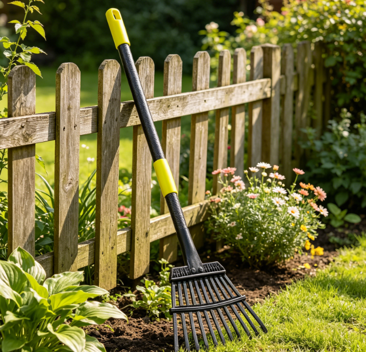 Adjustable Folding 11-Tine Metal Leaf Rake